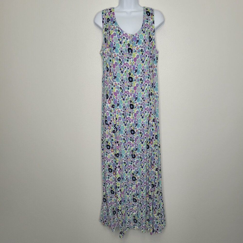 VIntage y2k 90s quirky artsy art to wear groovy pastel button front maxi dress